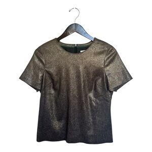 Boden Gold Shimmery Structured Holiday Top, Size 6 - Festive Glam!